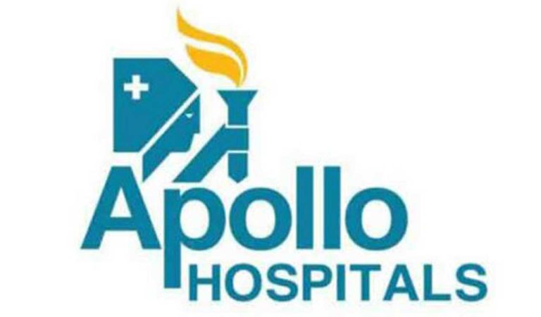 Exterior view of an Apollo Hospitals building in Hyderabad, highlighting its corporate presence.