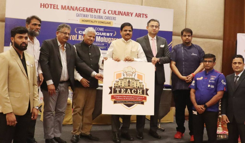 Students and educators attending a conclave on Hotel Management and Culinary Arts in Hyderabad