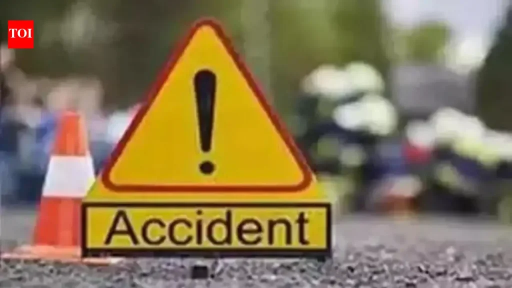 Police examining the scene of a fatal road accident involving a motorcycle near an electric pole in Kodad.