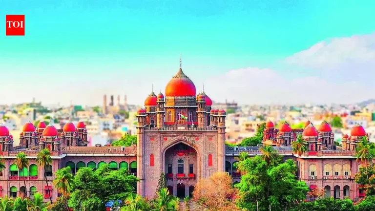 Exterior view of the Telangana High Court building in Hyderabad