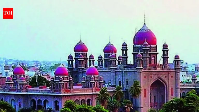 Exterior view of the Telangana High Court building in Hyderabad
