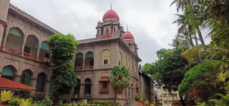 Exterior view of the Telangana High Court building in Hyderabad