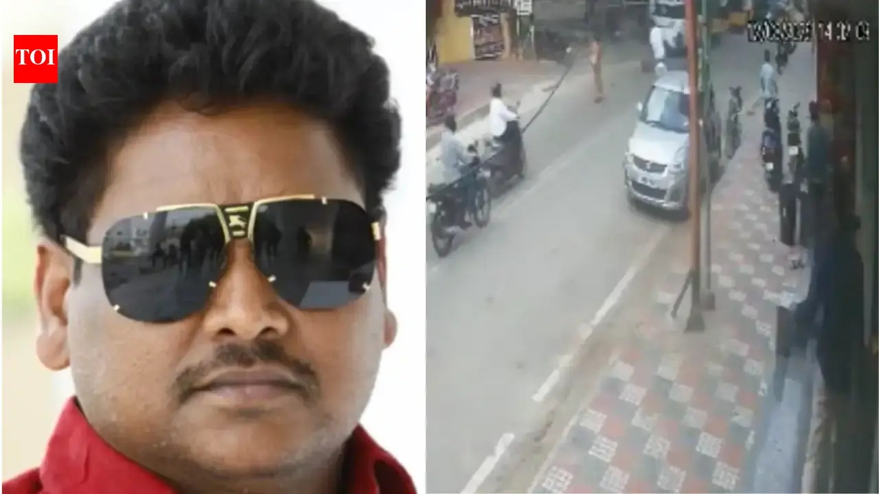 Road accident site in Abids, Hyderabad where a woman was injured by a car linked to a Tollywood producer