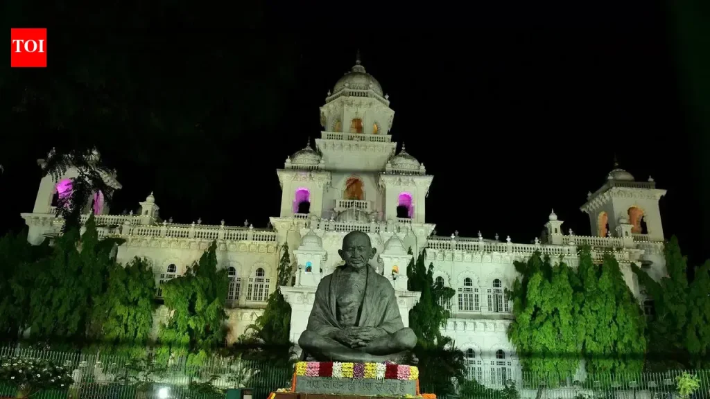 Telangana Legislative Assembly building in Hyderabad, where the ethics committee will table its report on BRS MLA Padi Kaushik Reddy